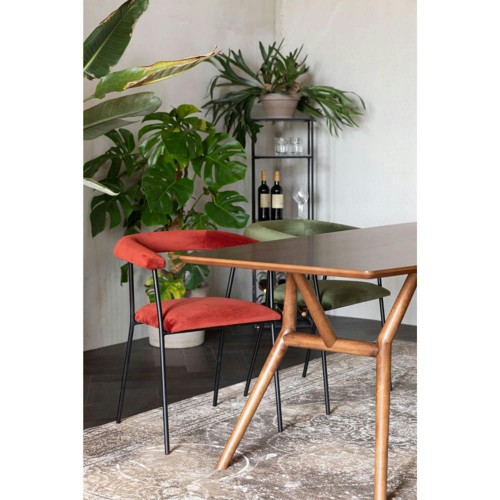 HAILY - Fauteuil de table en velours rouge