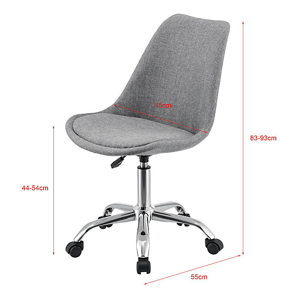 Chaise de Bureau Atherton à Roulettes Réglable en Hauteur Gris Clair en.casa