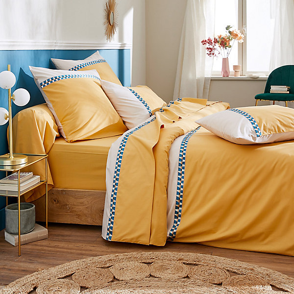 Housse de couette 140x200 cm en percale coton ROMY Ambre