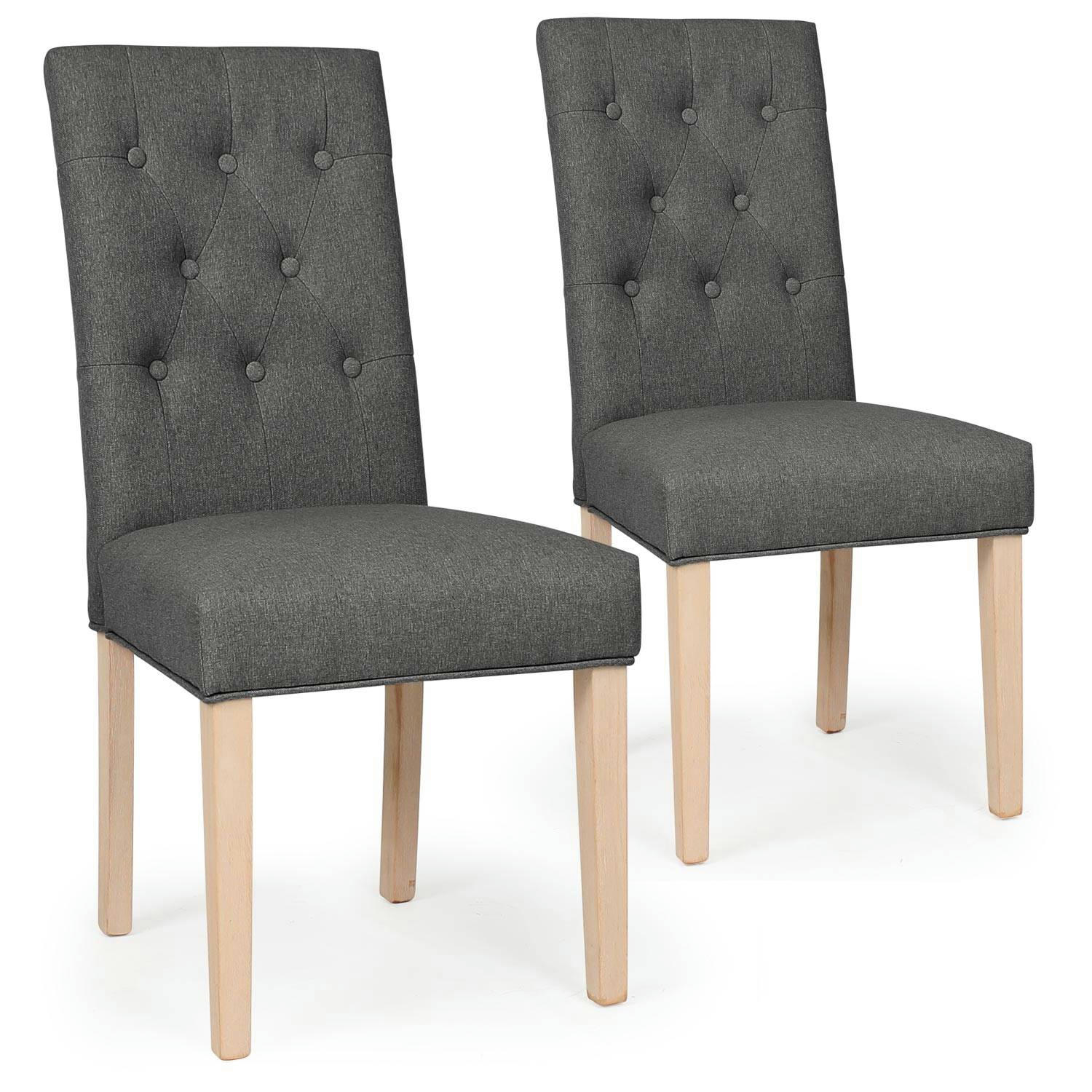 COSTEL - Lot de 2 chaises tissu gris