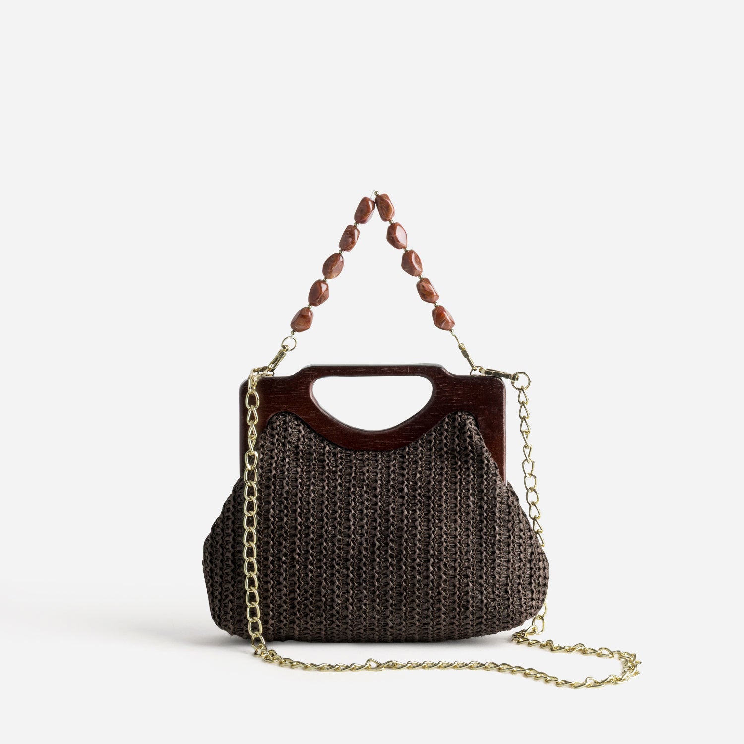 Sac à main marron double bandoulière