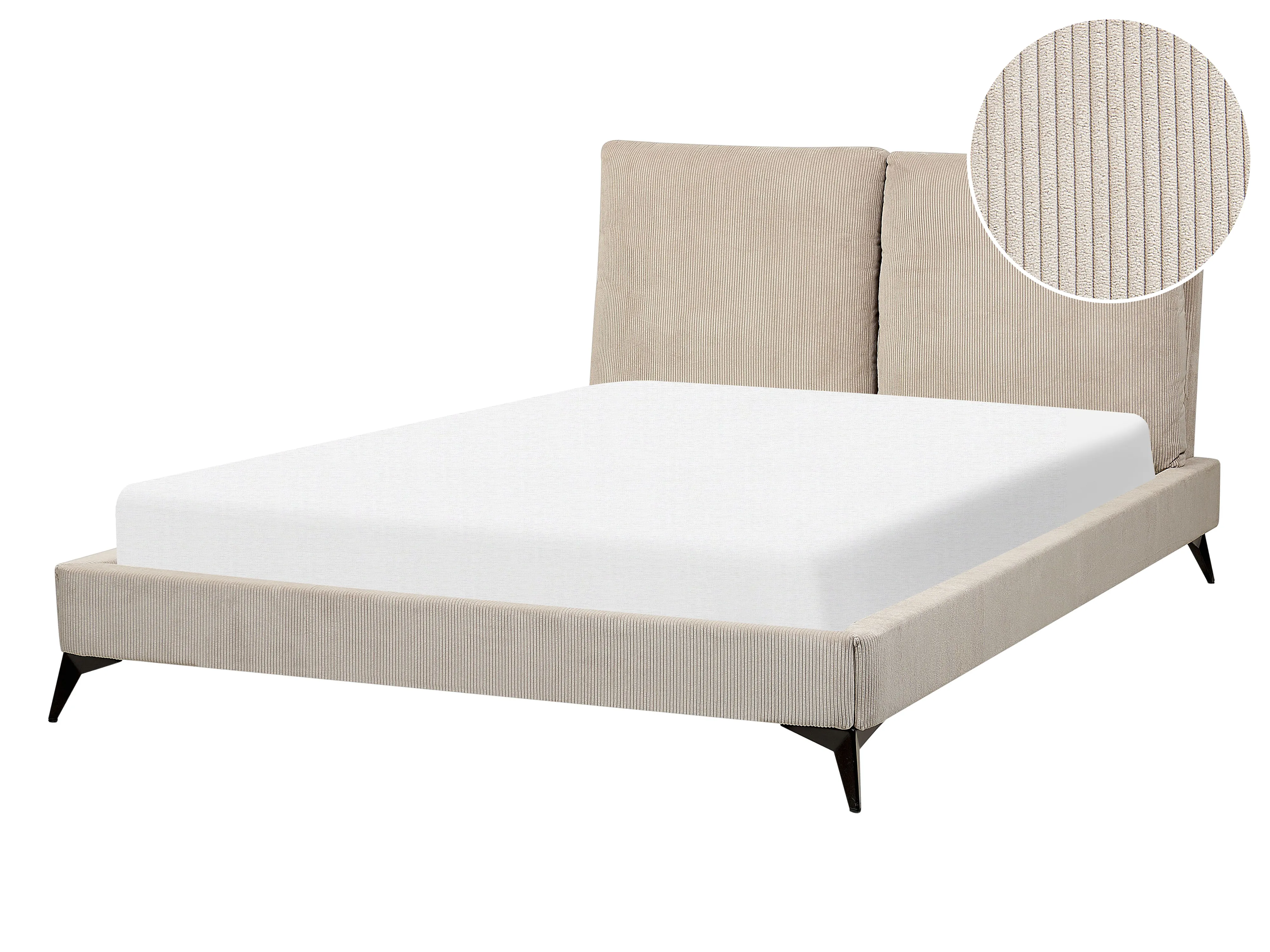 Bed Corduroy MELLE 140 x 200 cm (EU Double) Taupe