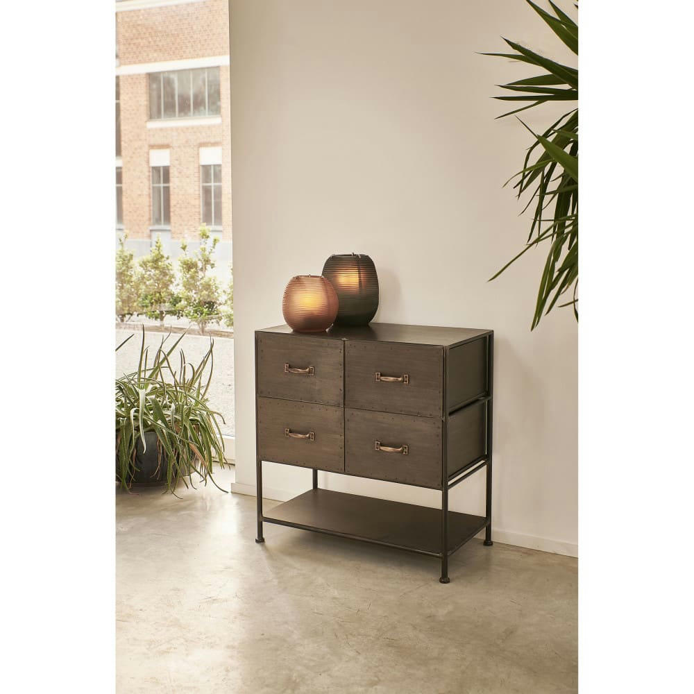 TYPOGRAPHIC - Commode industrielle 4 tiroirs noir patiné