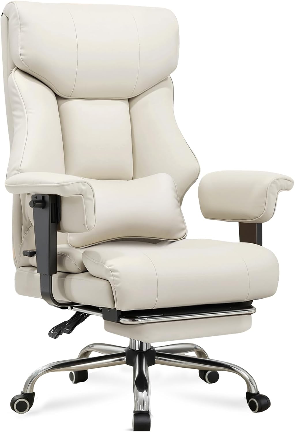 GTPLAYER Big and Tall Gaming Chair 400lbs Heavy Duty Office Chair with Foot Rest & Ergonomic Pocket Spring Cushion, High Back Lumbar Support for Lower Back Pain Relief, Beige