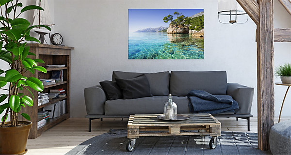 Impression Sur Toile Mer Montagnes 3D 30cm x 20cm- Parfait pour décorer votre salon, chambre ou bureau avec un design unique et