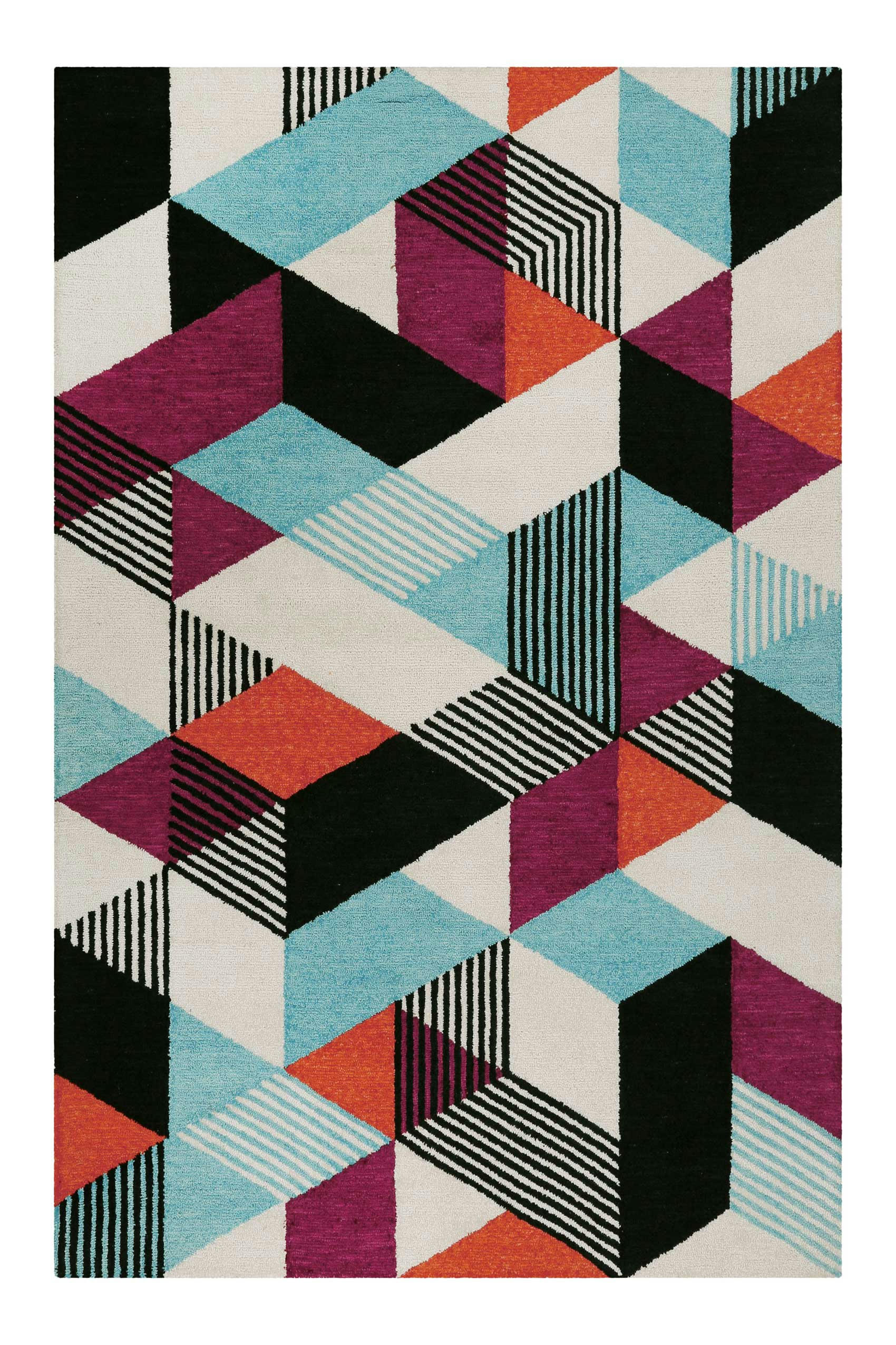 UPTOWN - Tapis fait main à poil ras motif coloré 200x290