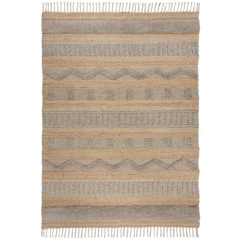 MEDINA - Tapis en jute à reliefs gris et beige 160 x 230