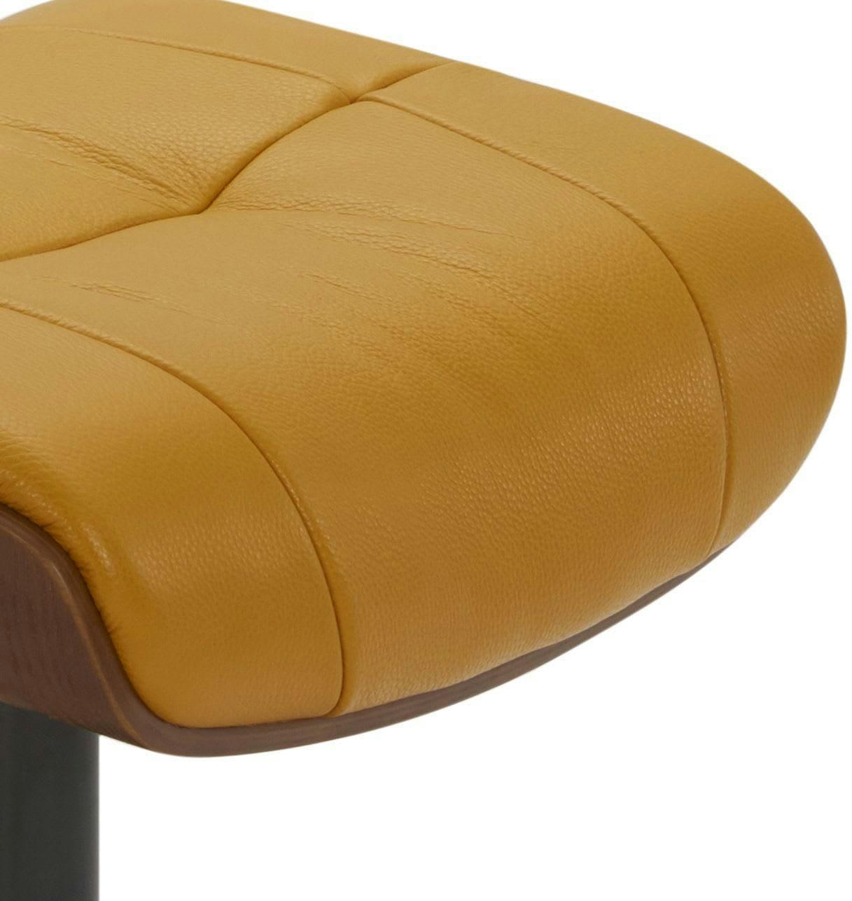 NAOS - Pouf en cuir et chêne Naturel - Cuir Jaune