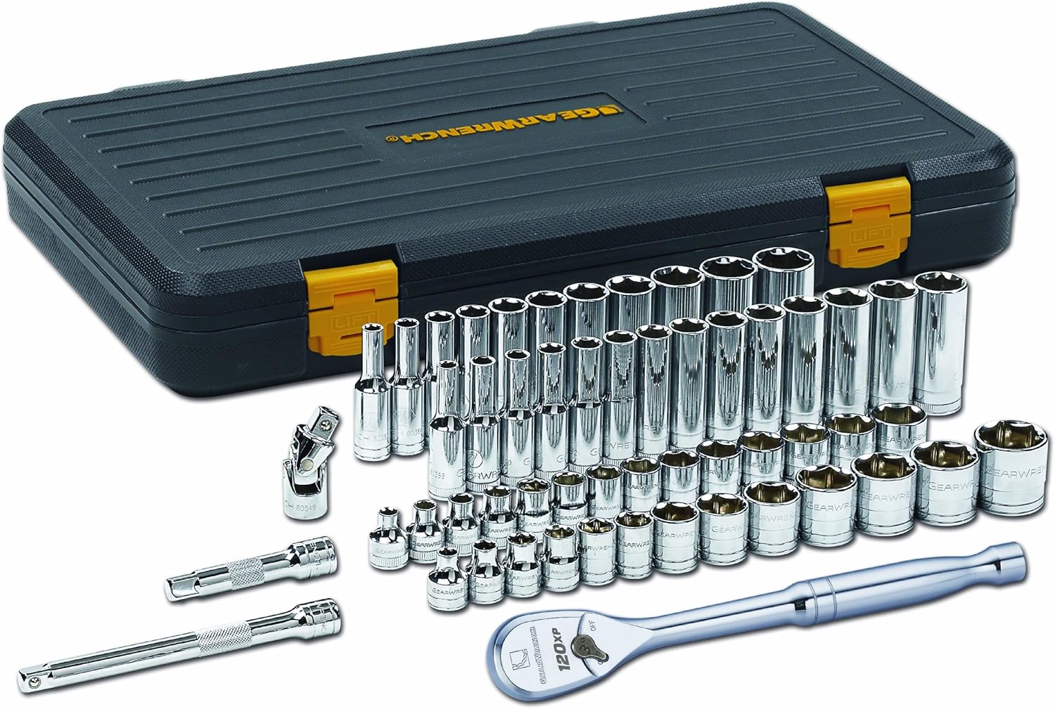 GEARWRENCH56 Pc. 3/8 Drive 6 Pt. 120XP Mechanics Tool Set, Standard & Deep, SAE/Metric - 80550P