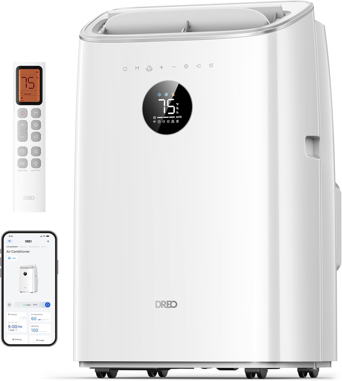 DREO Portable Air Conditioners, 8000 BTU ASHRAE (5000 BTU DOE) Smart AC Unit for Bedroom with Drainage-free Cooling, 45dB Quiet, APP/Voice/Remote, Portable AC for Room Indoors, AC318S
