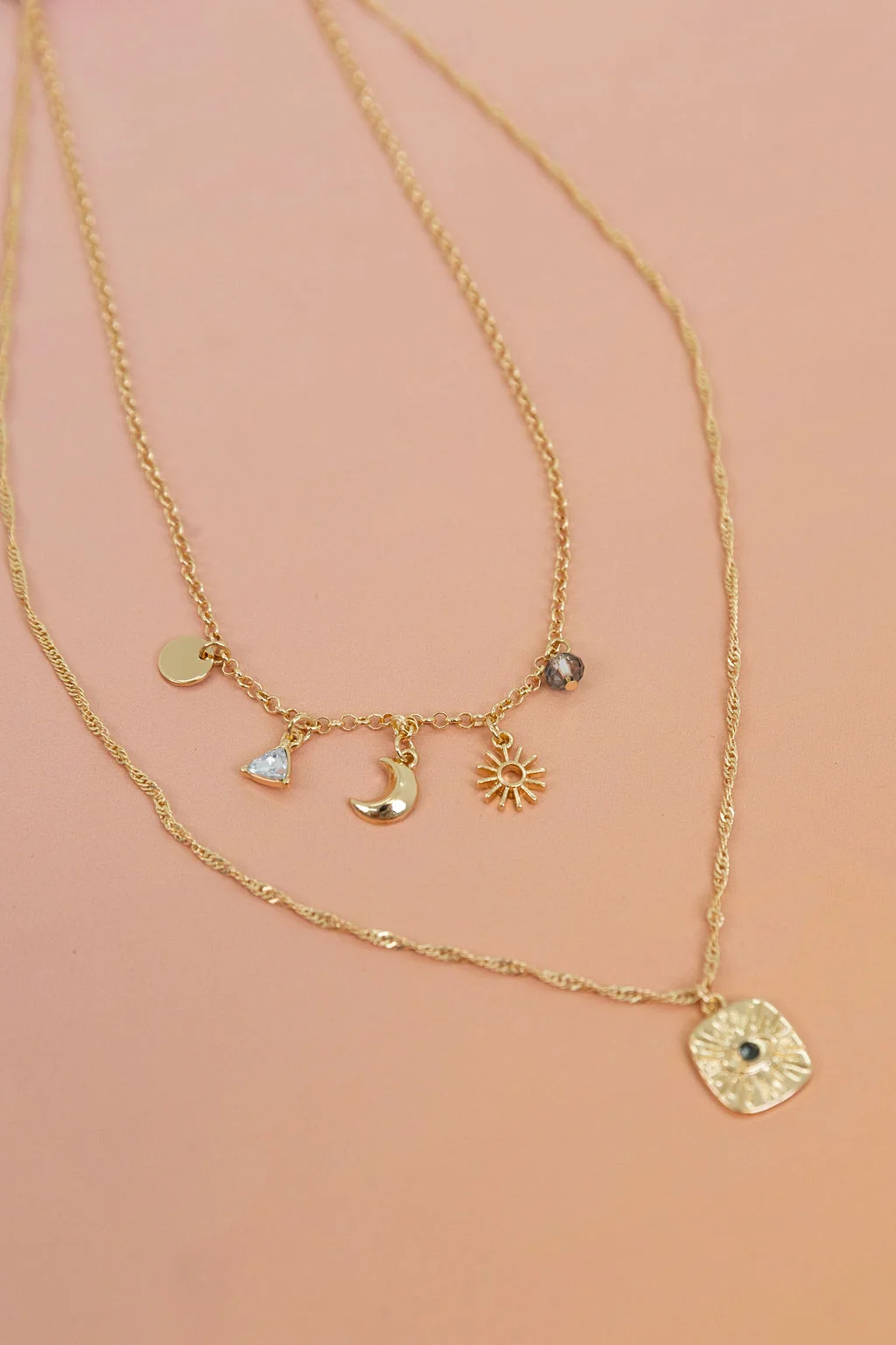 Layered Gold Charm Necklace