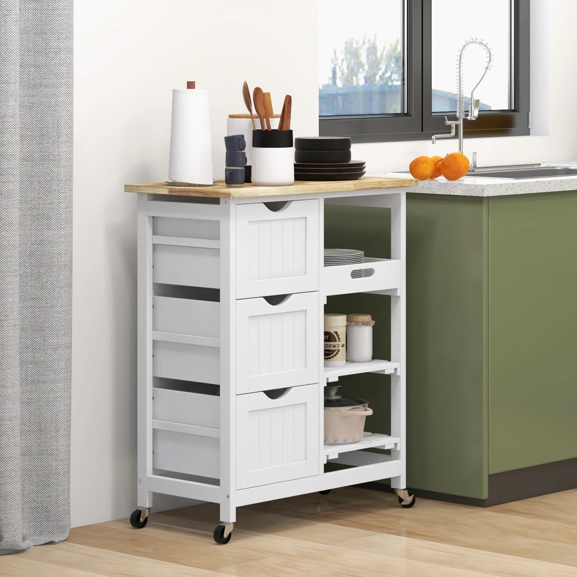 Rolling Kitchen Island Cart(no include stool)