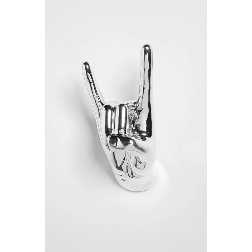 Interior Illusions Plus Silver Rock On Hand Wall Mount- 8.5 tall