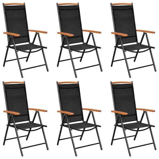 NNEVL Folding Garden Chairs 6 pcs Textilene Black