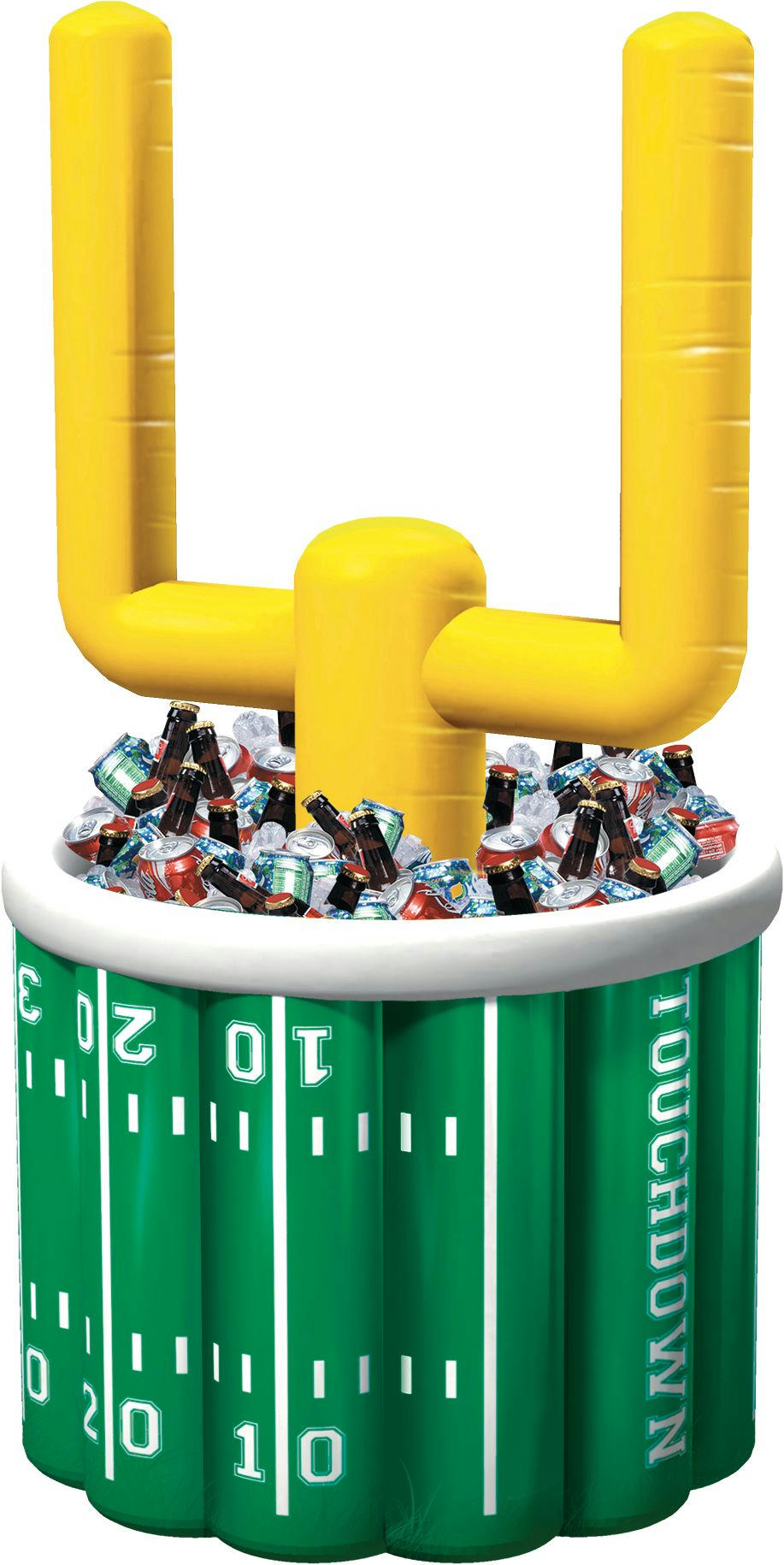 Football Field Goal Post Inflatable Cooler, Green/Yellow, 53-in, for Sports Party