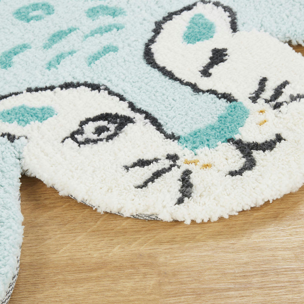 - Tapis tufté en forme de léopard bleu en coton OEKO-TEX®  100x76