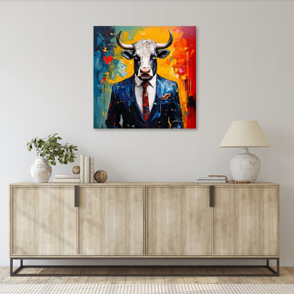 Feeby Obraz, Byk Prezes Zwierzę Abstrakcja 30x30