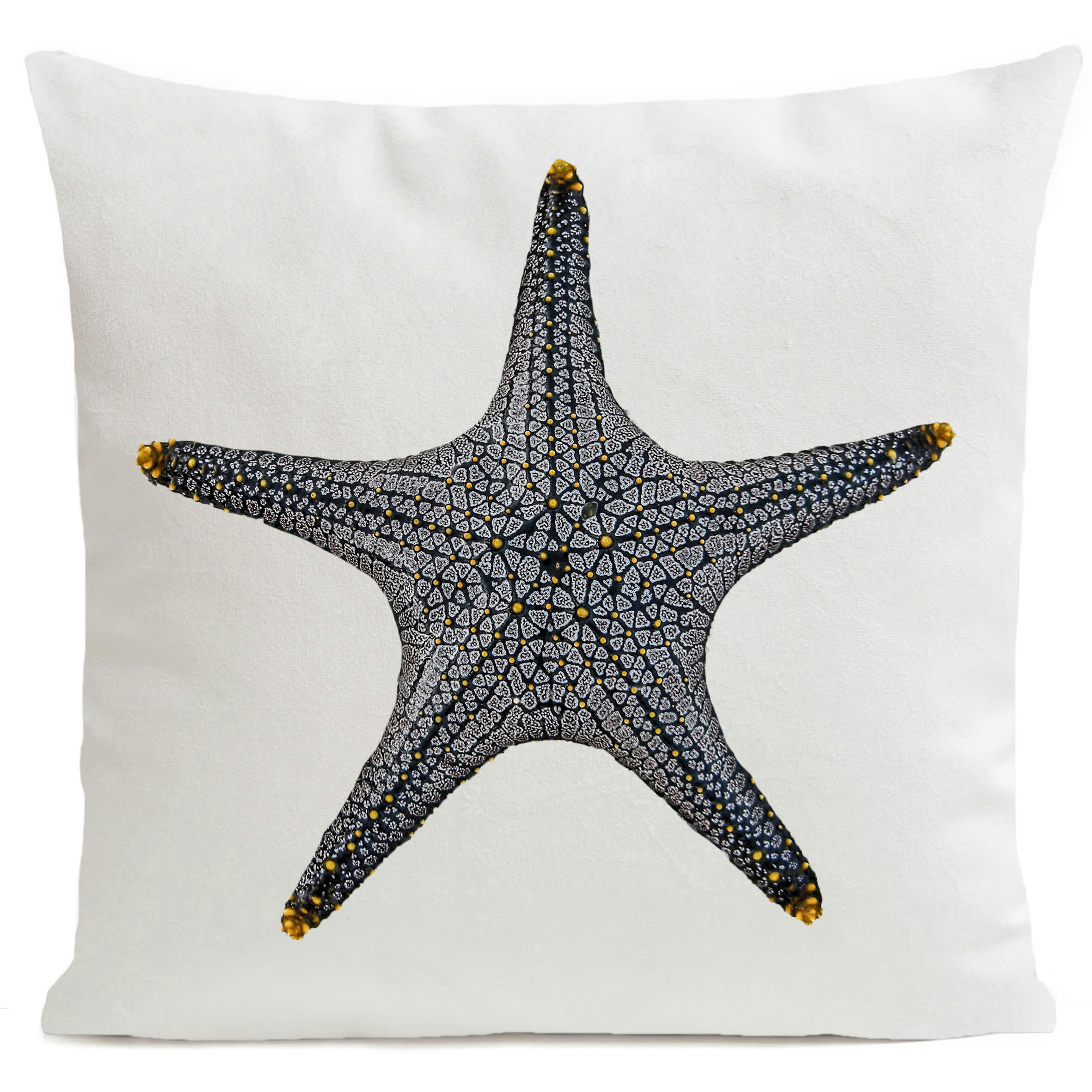 - Coussin poisson bord de mer suédine blanc 40x40cm