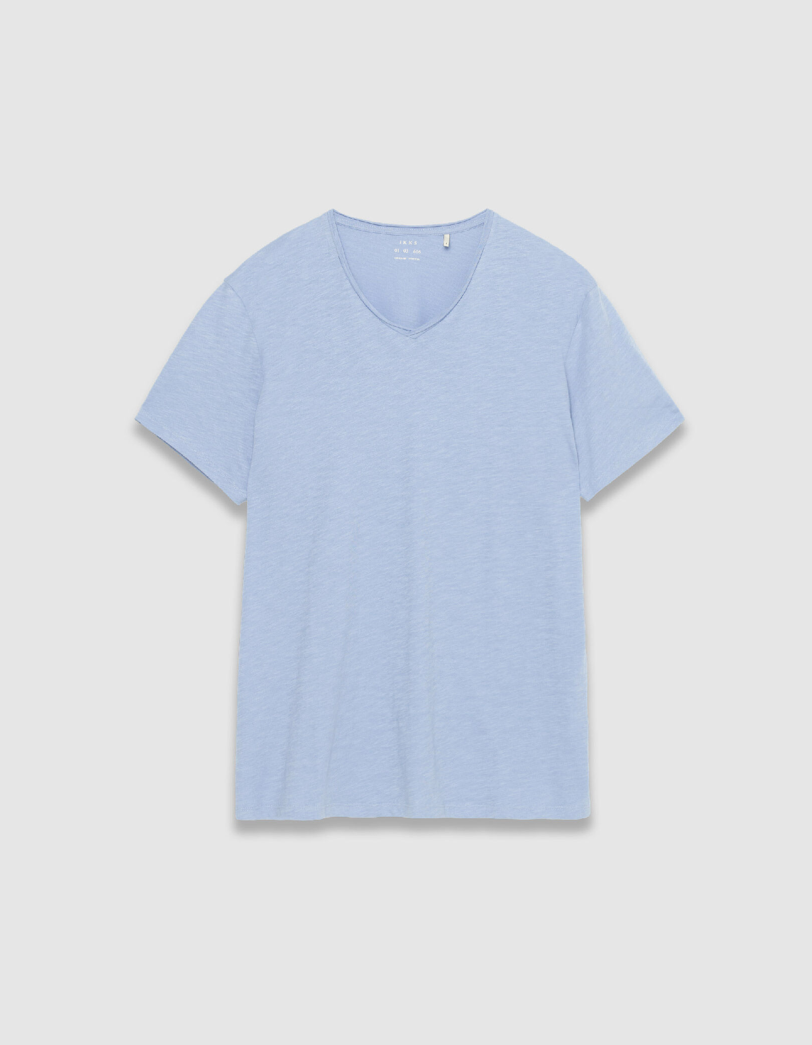 T-shirt encolure V parme coton bio flammé Homme
