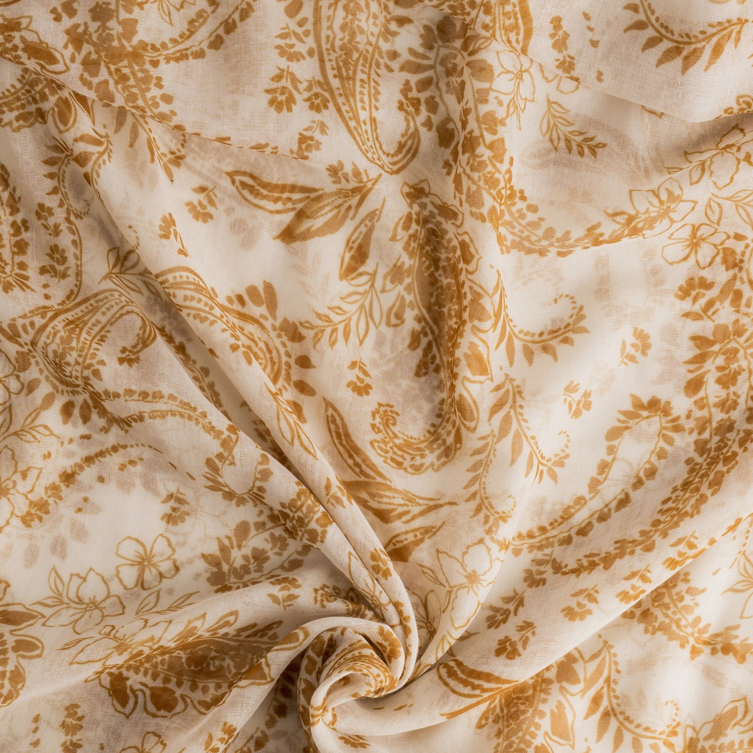 Foulard camel à motif cachemire floral