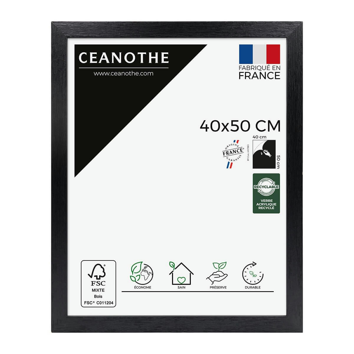 KARMA - Cadre photo noir 40x50 cm bois reconstitué fsc