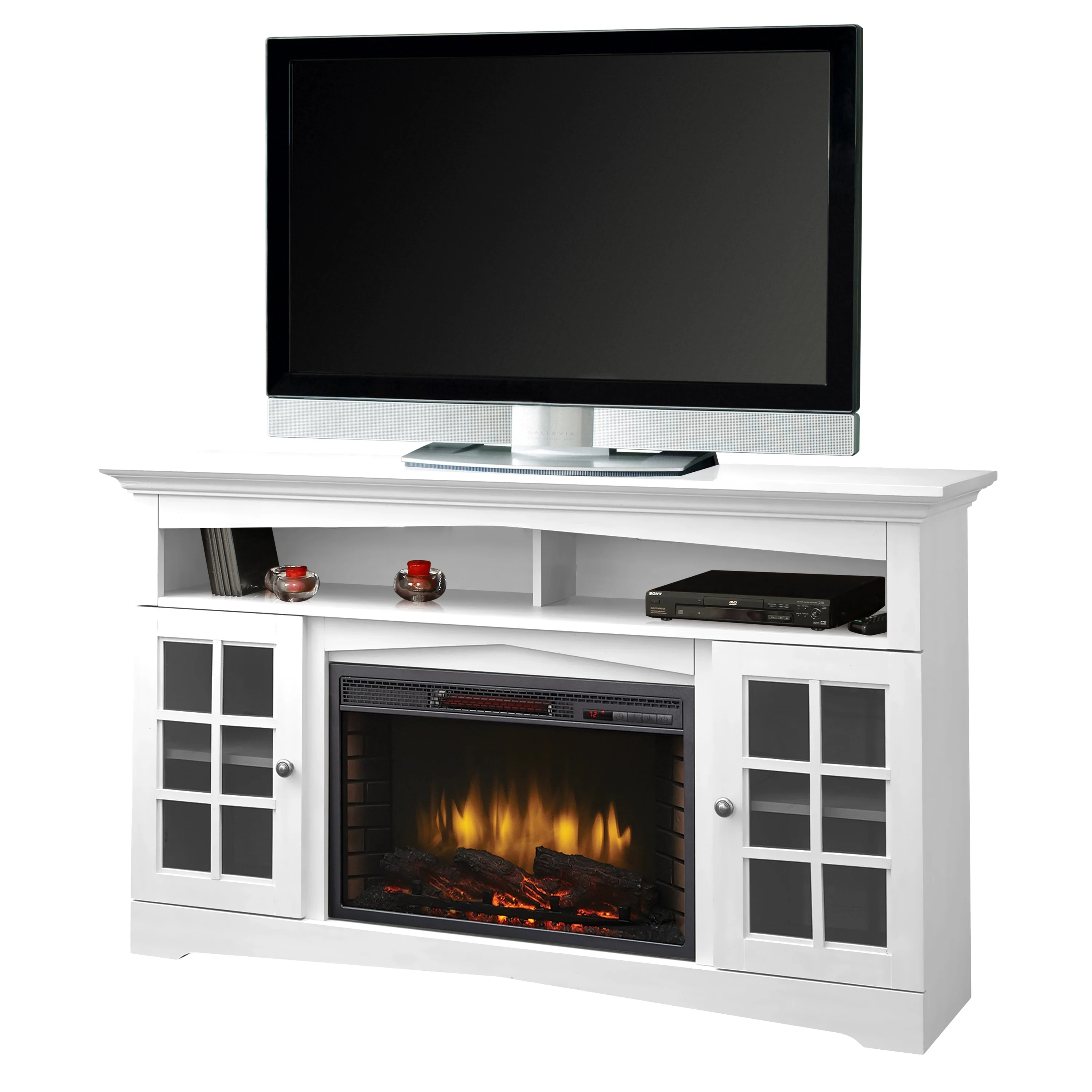 Muskoka Huntley 59-in TV Stand with Electric Fireplace in White - 59