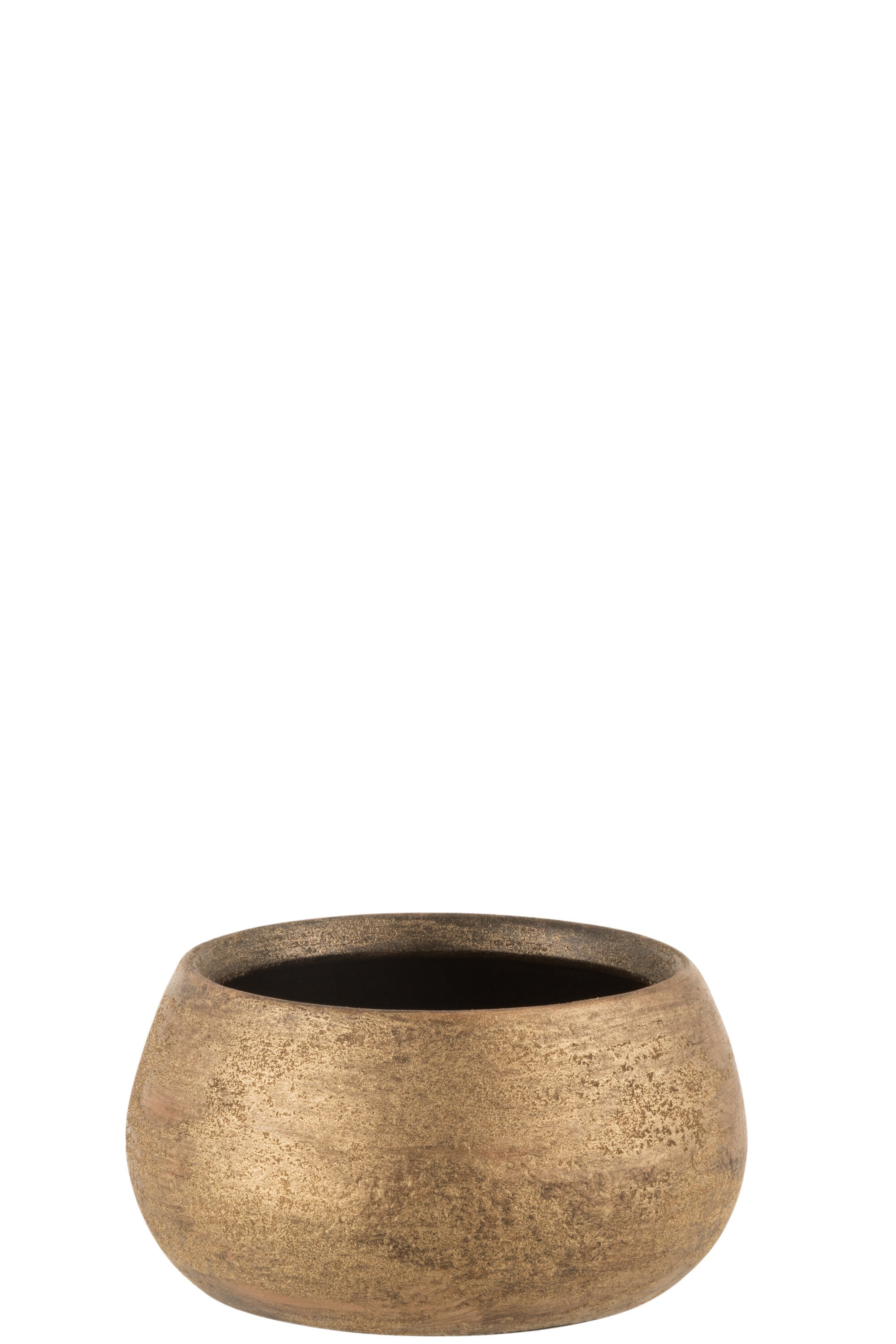 J-Line bloempot Oneffen Laag Ruw - keramiek - goud - 2 stuks - Ø 22 cm