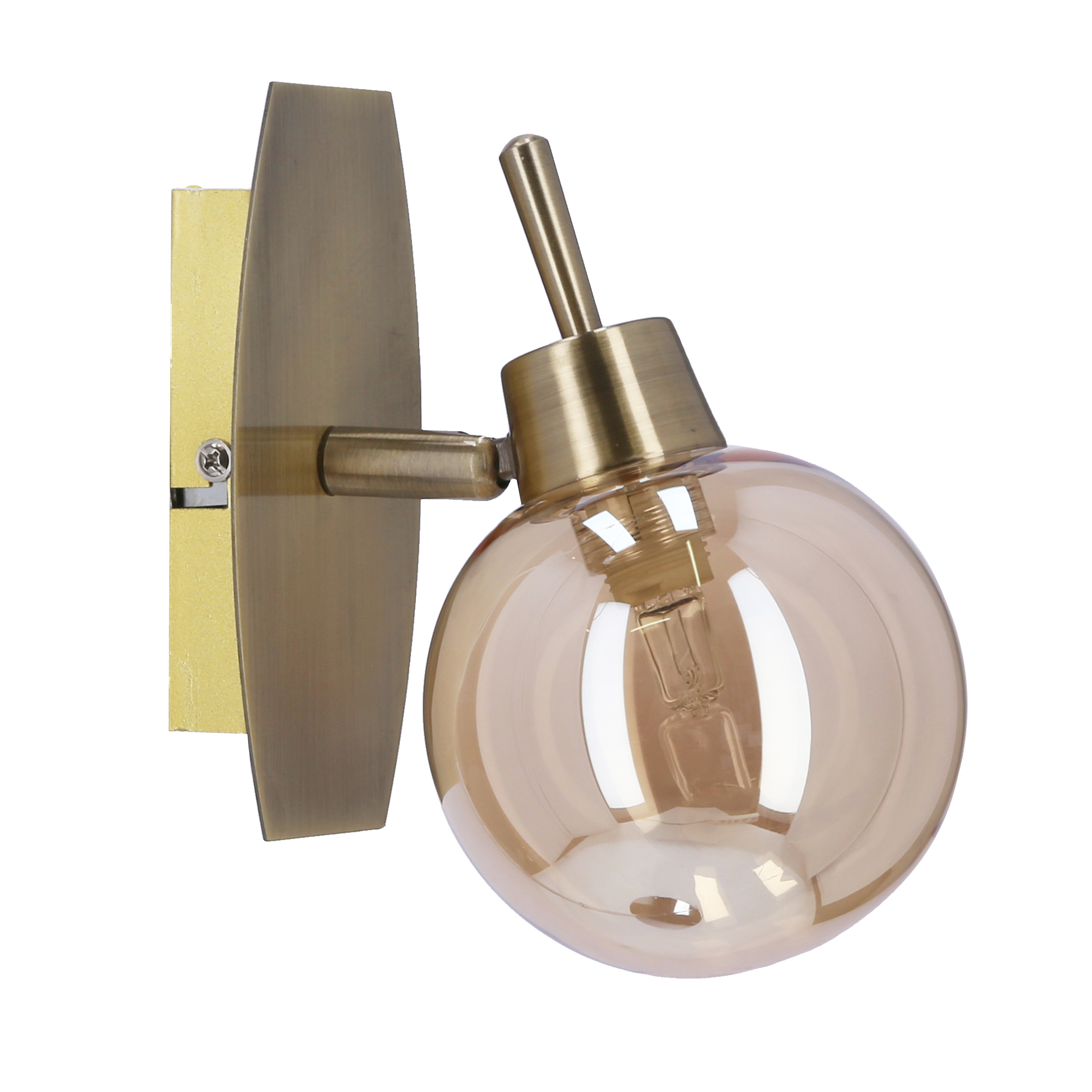 Lampa kinkiet LENTINI patynowy 1x40w g9 klosz bursztynowy