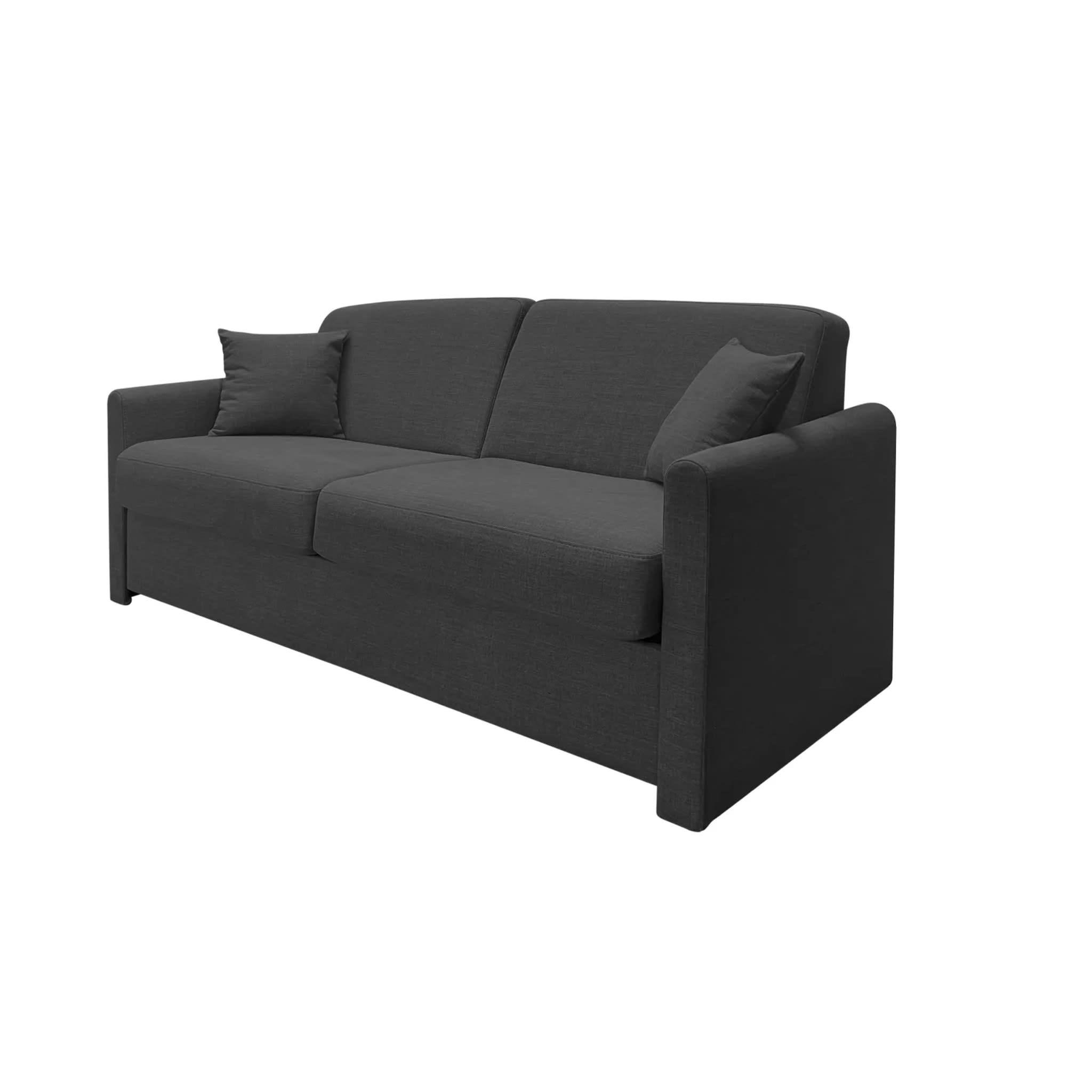 RUBY - Canapé droit convertible 3 places en tissu noir