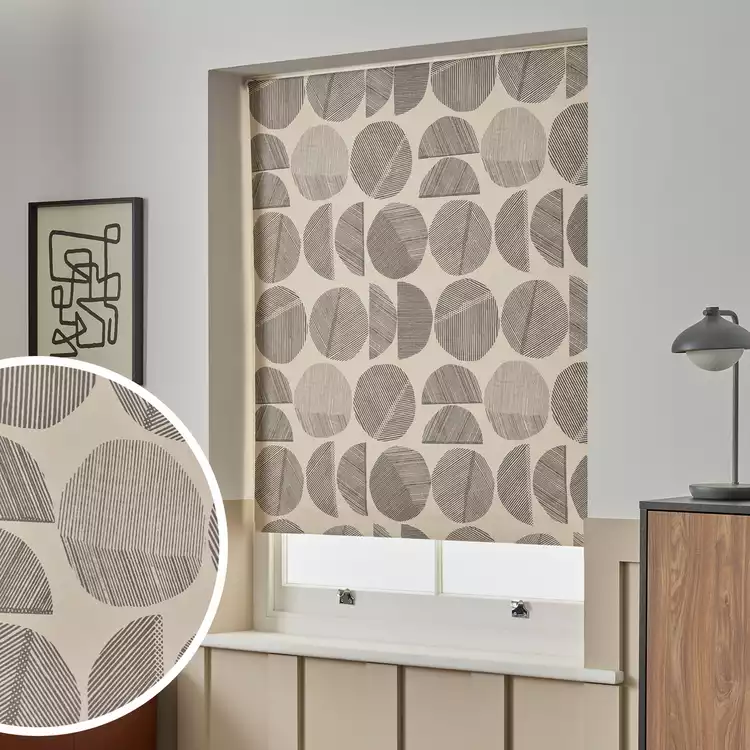 Habitat Drawn Circles Blackout Cream Roller Blind - 120cm