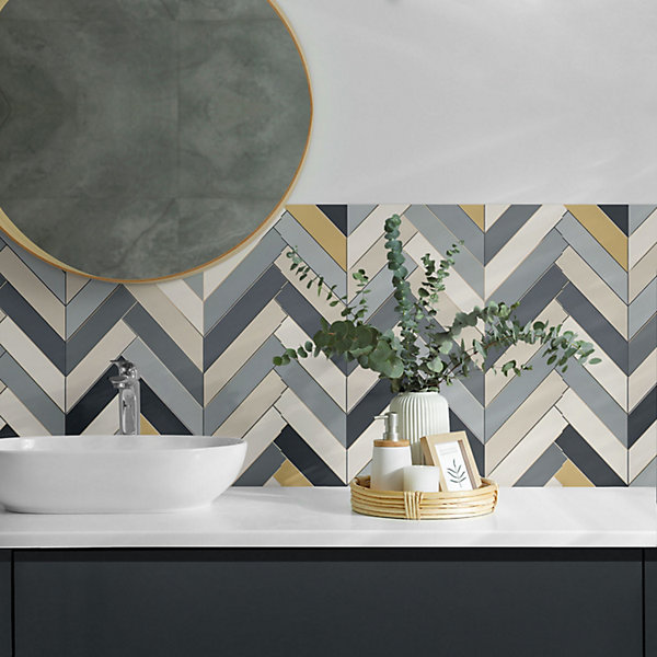 Panneau Mural Wallfluent 50x50 cm Motif À Chevrons 4 pièces