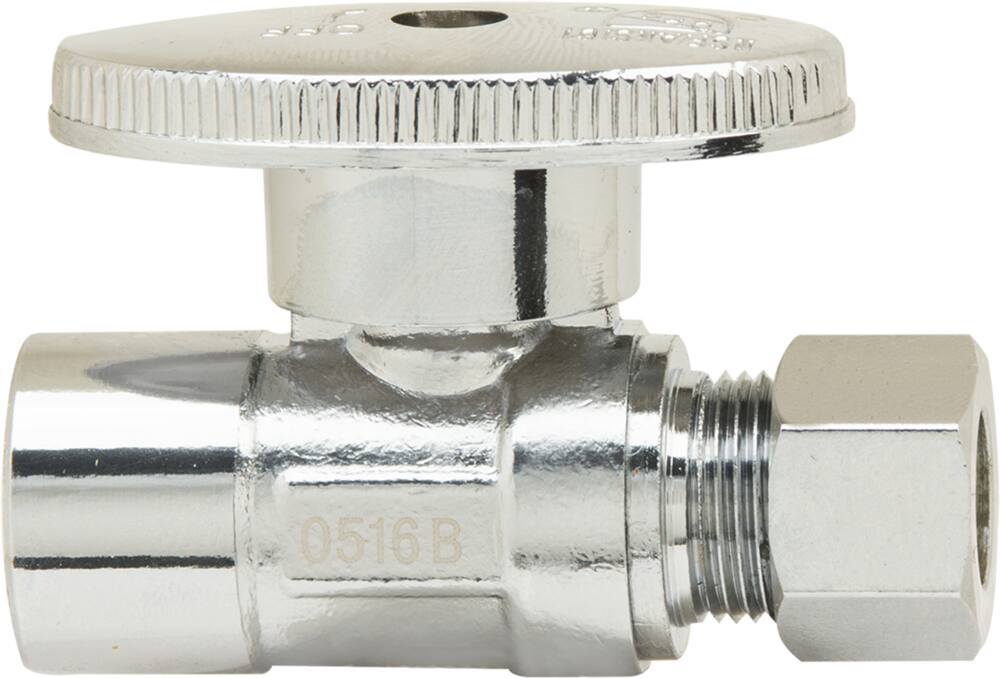 PlumbShop Chrome Plating Mini Valve, 1/2-in Nom. Sweat x 3/8-in OD Comp
