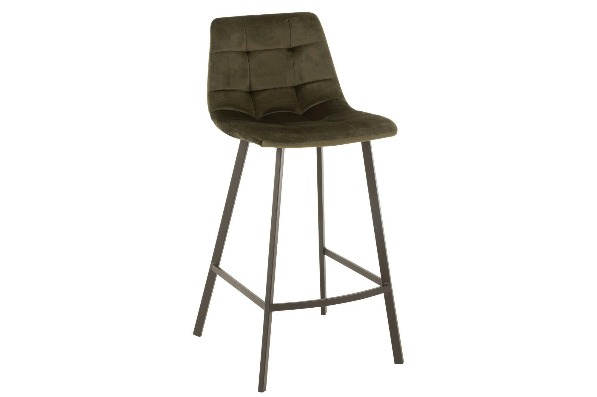 OLIVIA - Chaise de bar en velours peau de pêche et en métal noir ( lot de 2)