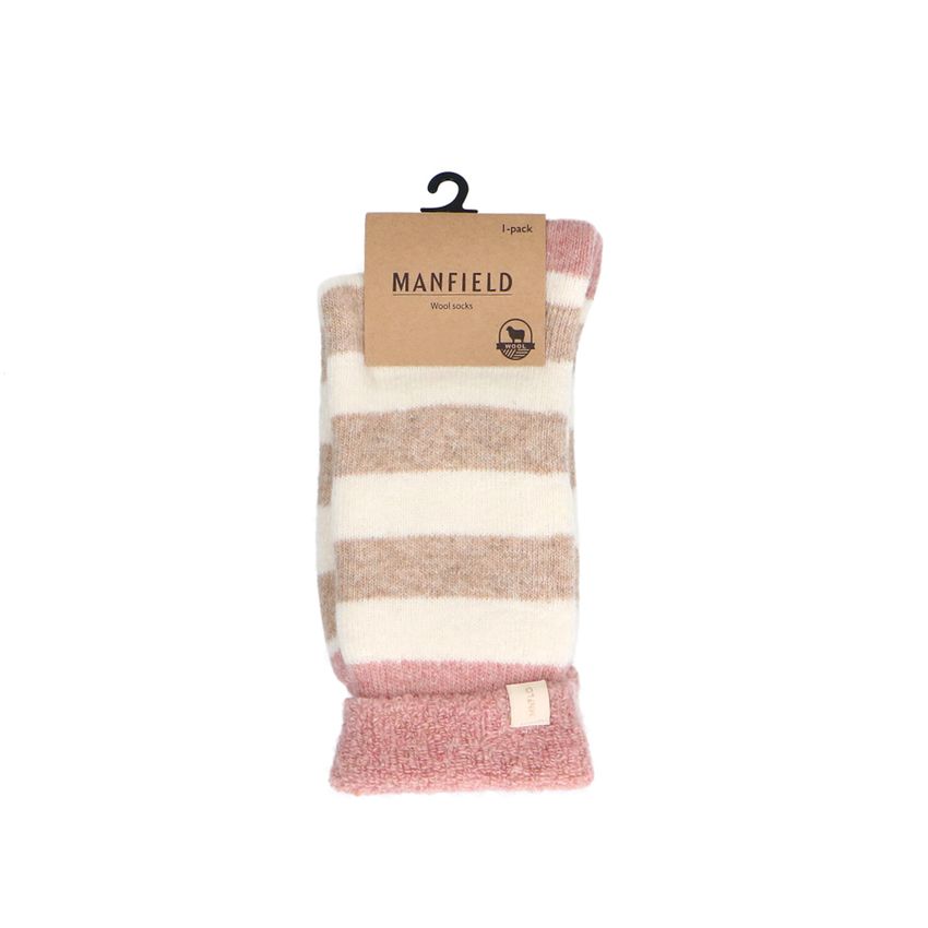Manfield Roze gestreepte cosy sokken