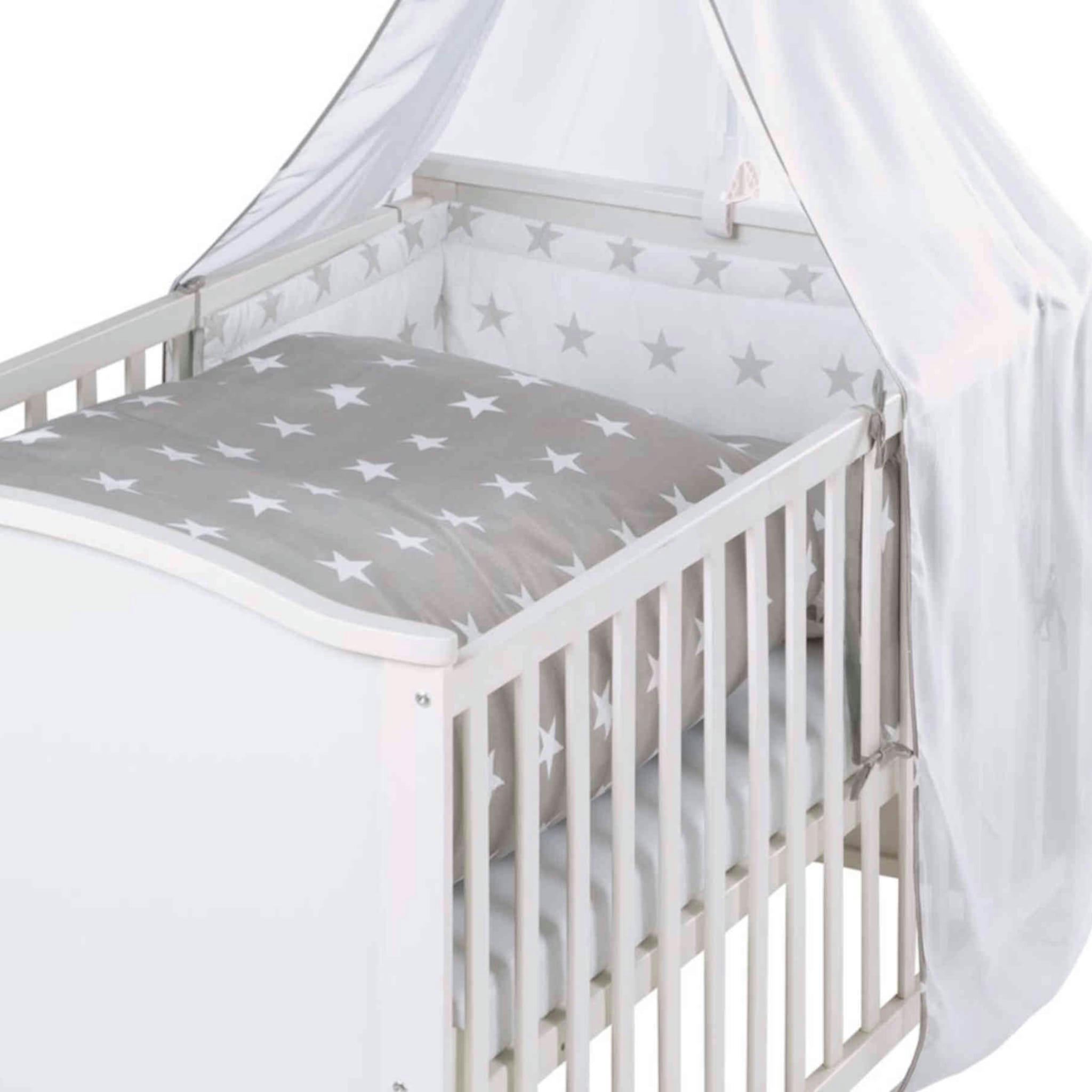 LITTLE STARS - Lit évolutif en bois blanc réglable en hauteur matelas et accessoires