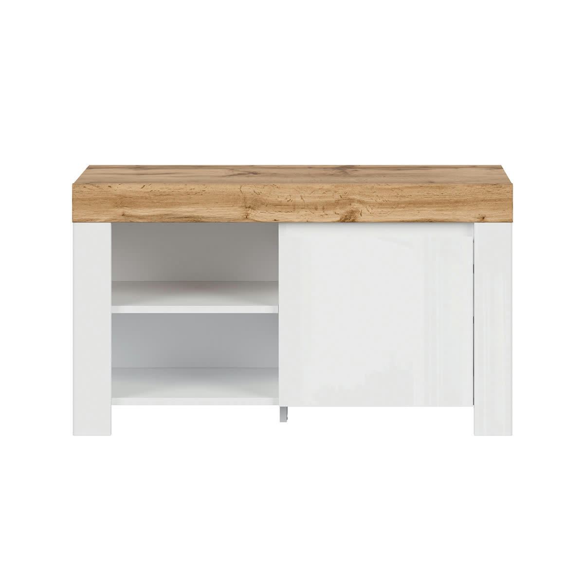 - Meuble chaussures bas blanc et naturel