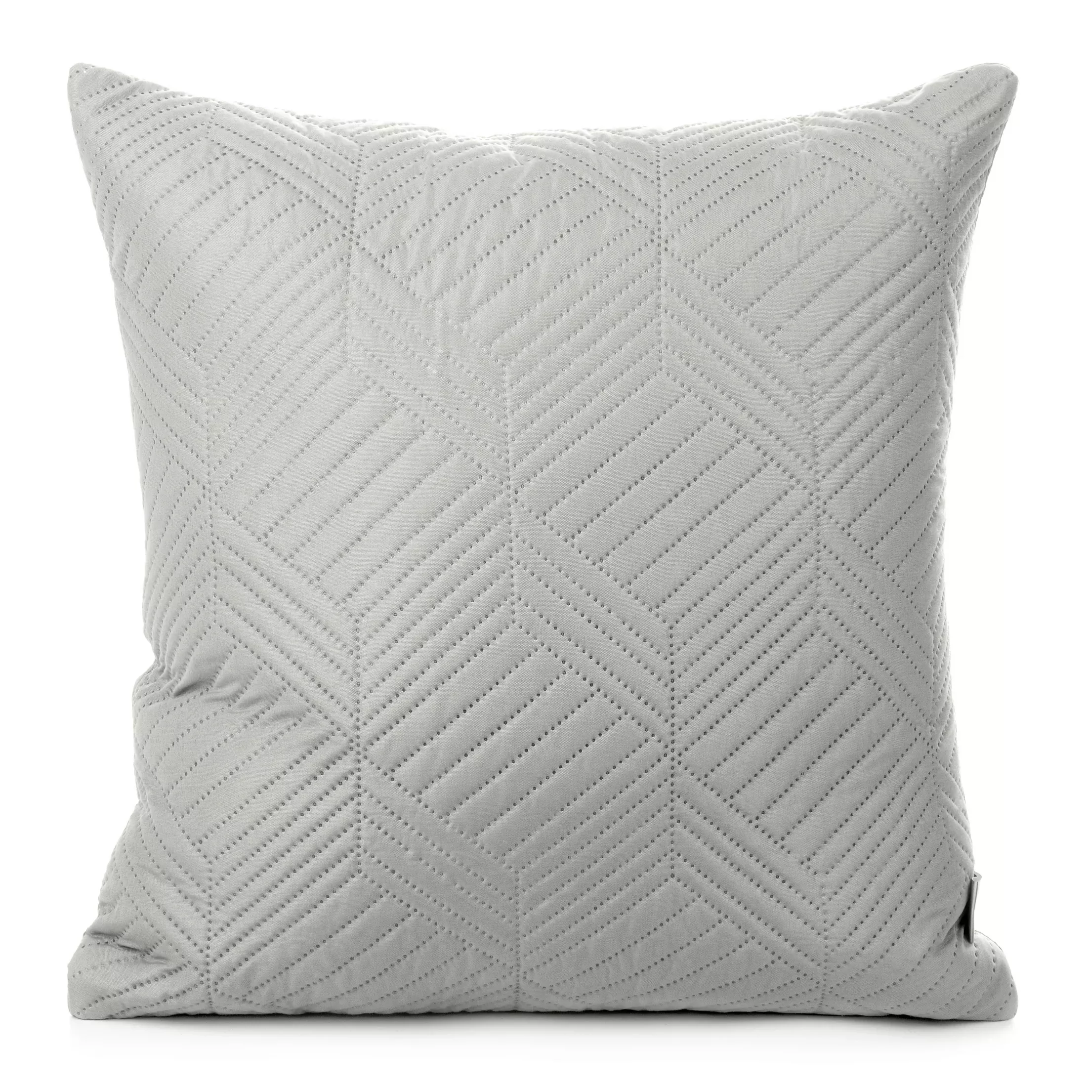 Poszewka na poduszkę 40x40 cm popielata z geometrycznym wzorem pikowana techniką hot press BONI DESIGN 91