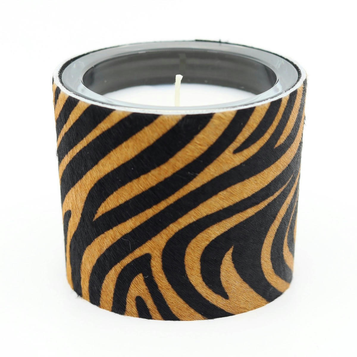 - Bougie en peau de vache zébrée orange - 1 mèche 8 cm