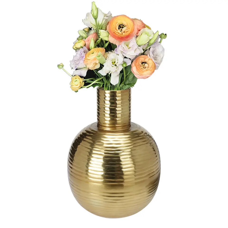 Home & Styling vaas - metaal/metallic goud - D25 x H34 cm
