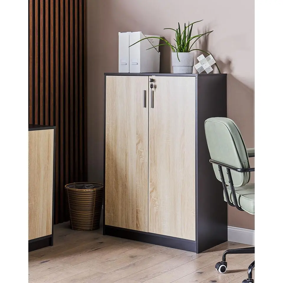 ZEHNA - Sideboard - Lichthout/Zwart - 117 cm - Vezelplaat