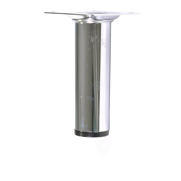 4 un. Pied de meuble rond en acier, diamètre 30 mm, hauteur 150 mm, chromé avec embout