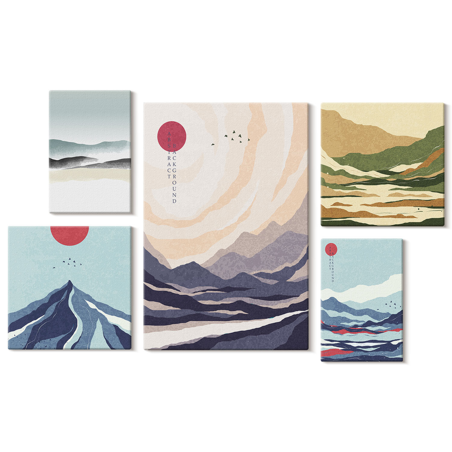 Obraz canvas 5 części Minimalistyczne góry|20x30, 30x30, 40x60|Wallfluent