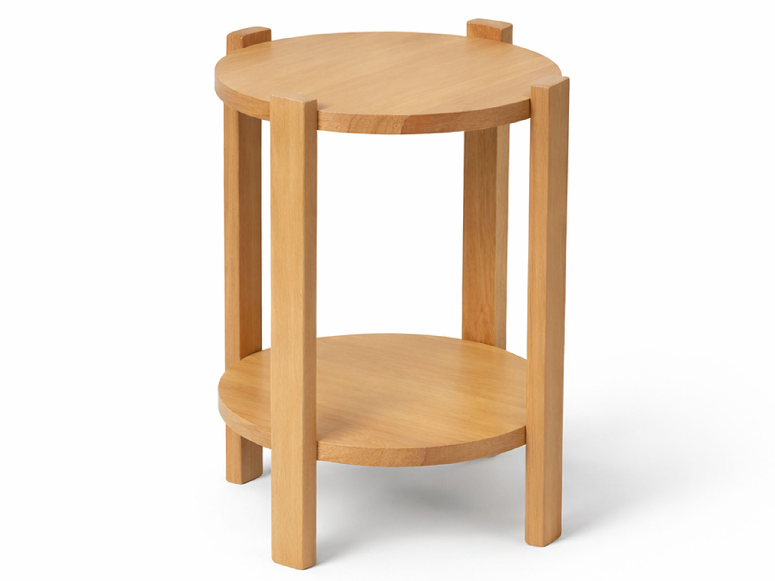 Stolik kawowy Porta okrągły 40 cm z litego drewna z półką, kolor dębowy