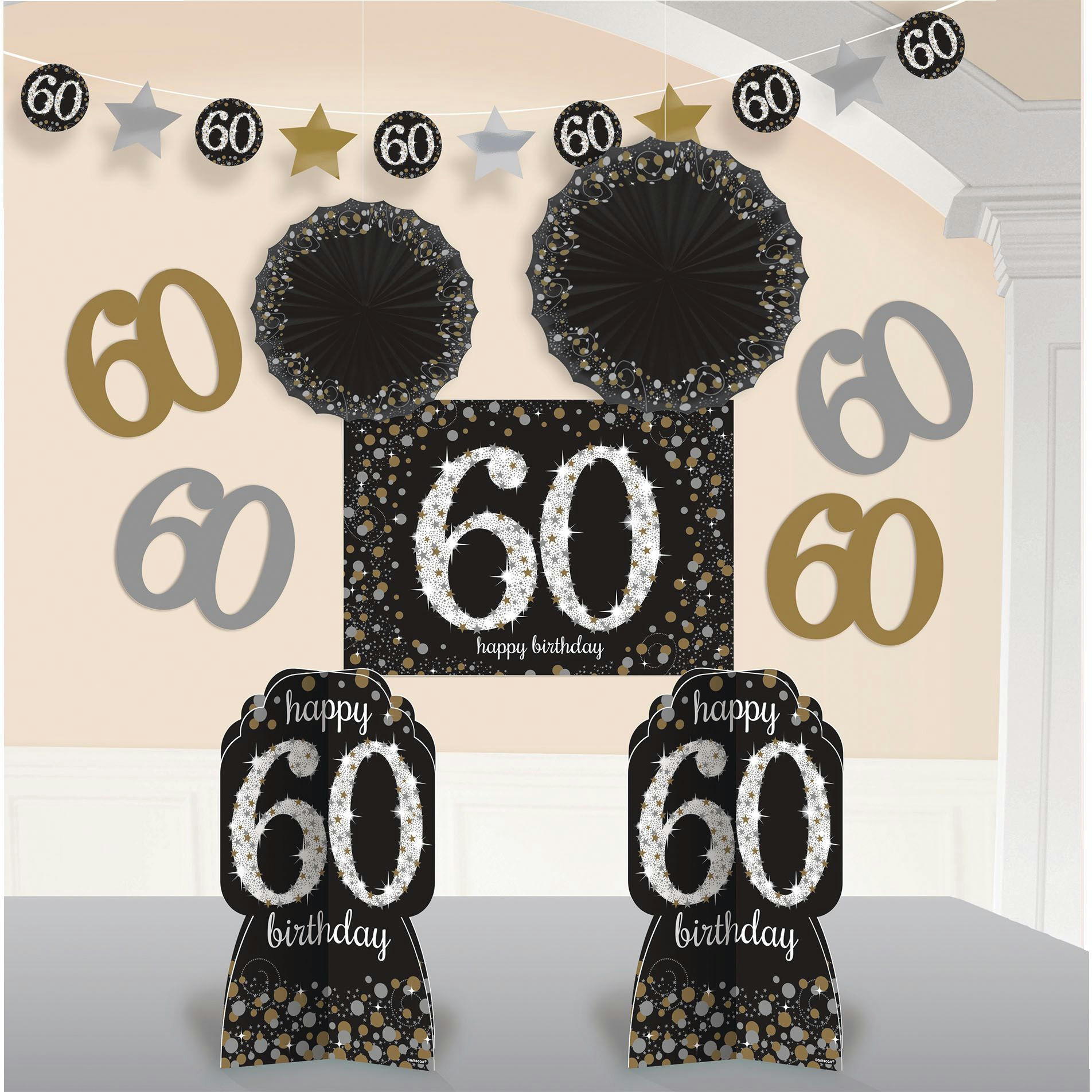 Sparkling Celebration 60th Birthday Room Decorating Kit, 10-pc