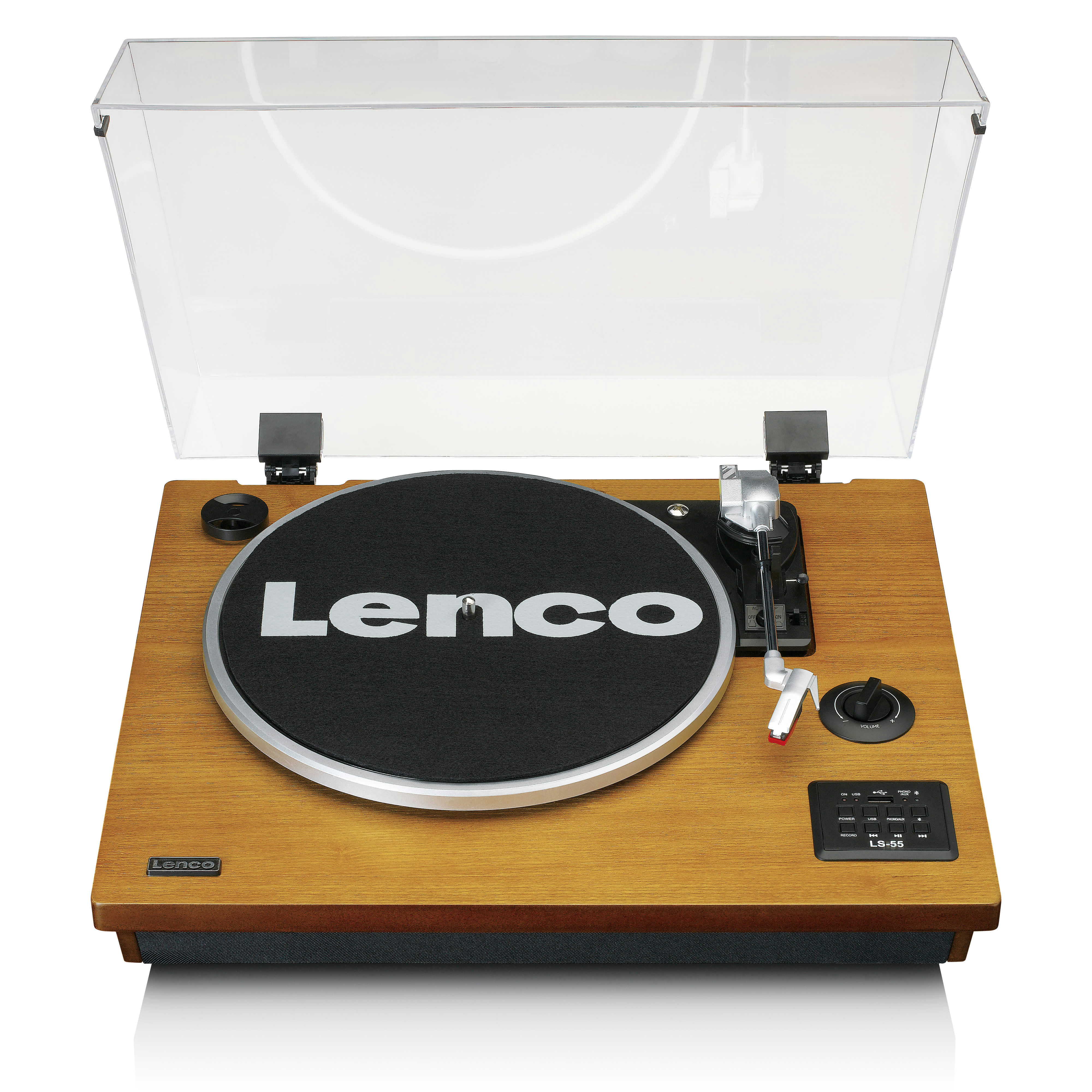 - Platine vinyle avec haut-parleurs en noyer