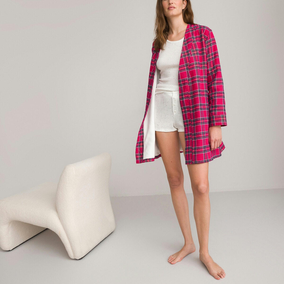 Robe de chambre à carreaux, doublée polaire