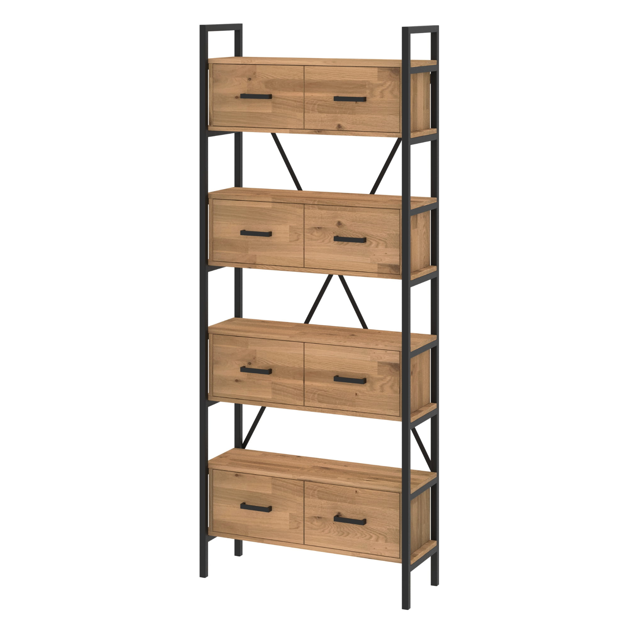 Regał dębowy Medium-Cabinet 245x80x30 cm LOFT z drzwiczkami K1-4