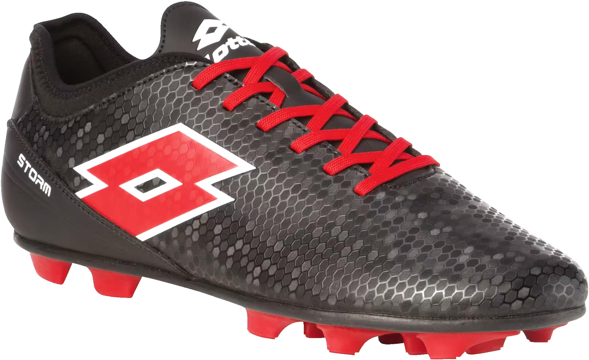 Lotto Storm Men's Firm Ground Soccer Cleats/Shoes, Black/Red, Assorted Sizes