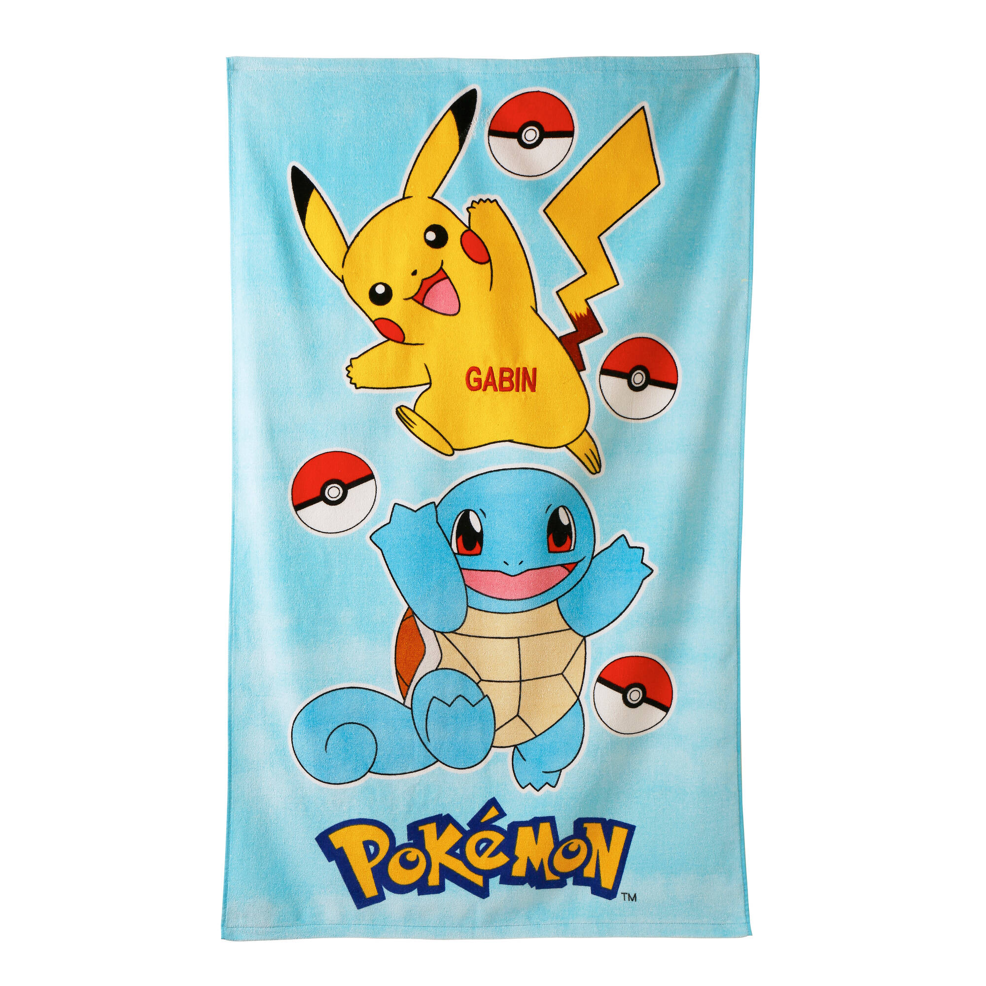 Drap de bain enfant Pokemon&reg; personnalisable, éponge et velours coton - 320g/m2