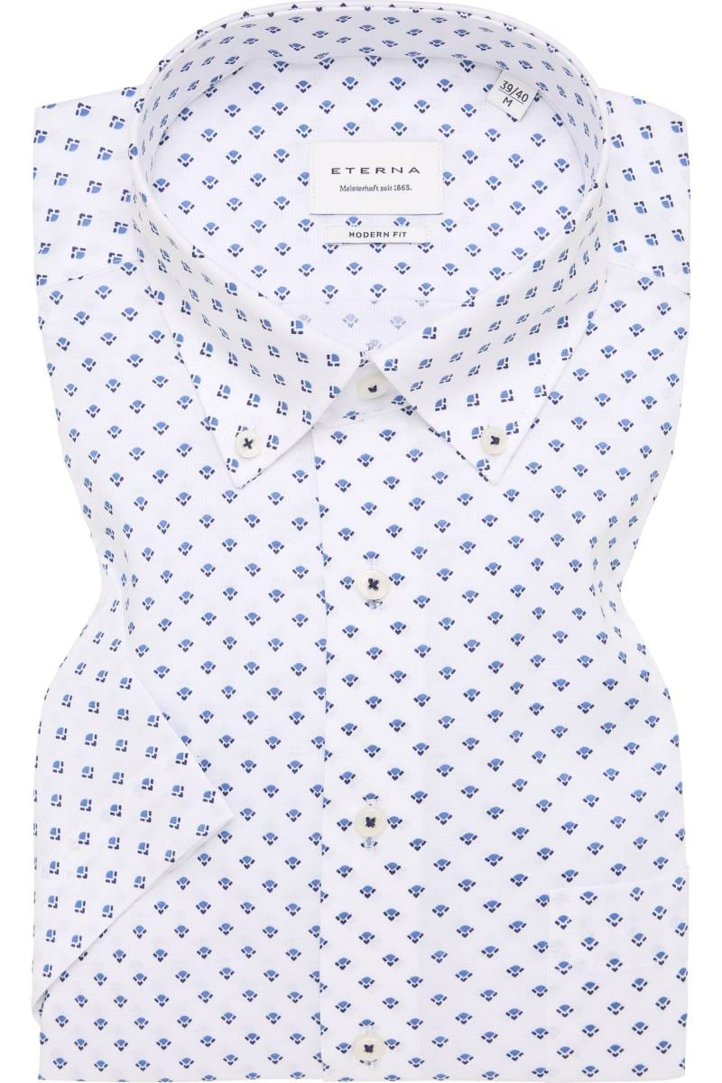 ETERNA Modern Fit Tencel Hemd blau, Bedruckt